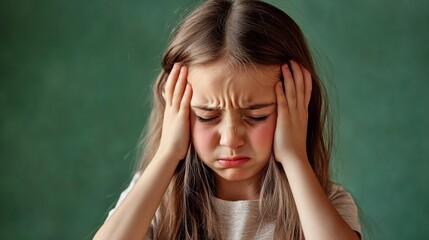 Fototapeta premium Sad Girl Holding her Head