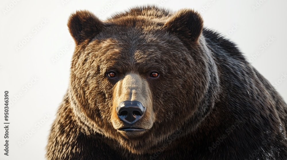 Canvas Prints a detailed and realistic close up of a grizzly bear, showcasing its robust build and intense eyes. t