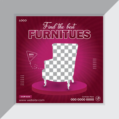 Modern furniture social media and  post design,