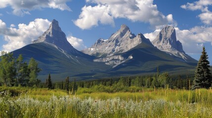 Three Sisters Mountains in Alberta, Canada