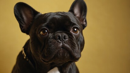 Obraz premium Close-up Portrait of a Curious French Bulldog