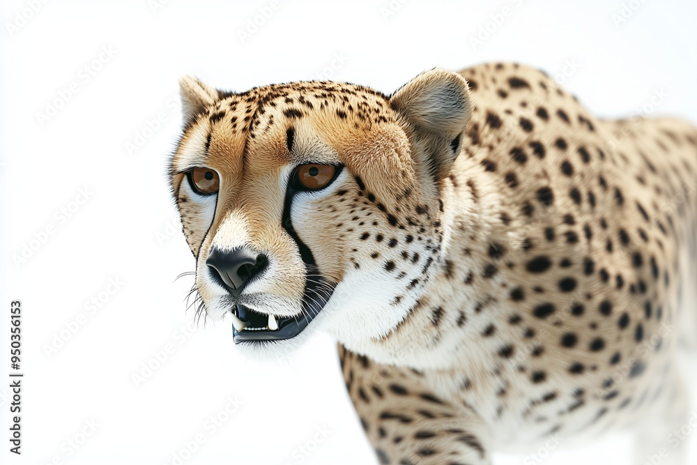 Wall mural a dynamic 3d of a cheetah in a close up view, displaying its swift and powerful nature. the cheetah 