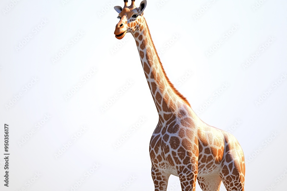 Wall mural a dynamic 3d of a giraffe in a close up view, displaying its elegant and distinctive features. the g