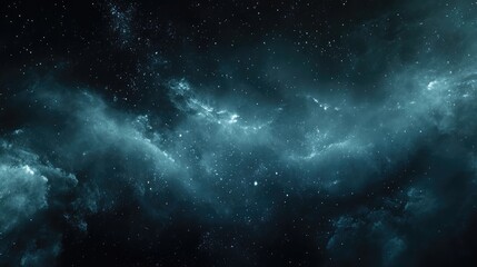 Obraz premium Whispers of the Void: Enigmatic dark space with faint, shimmering lights and soft, ghostly mists, evoking a celestial mystery.