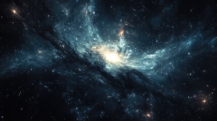 Whispers of the Void: Faint, shimmering lights amidst a dark, empty void, evoking a sense of quiet cosmic wonder.