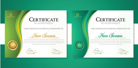 Certificates of completion template with luxury badge and modern line and shapes. Clean and simple professional certificate design,