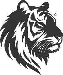 Tiger Head Silhouette Wild Animal Illustration Design Vector Art