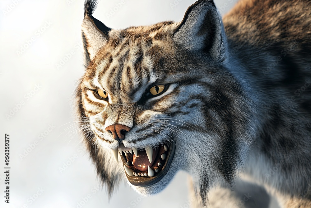 Wall mural a dynamic 3d of a lynx in a close up view, displaying its fierce and commanding nature. the lynx is 