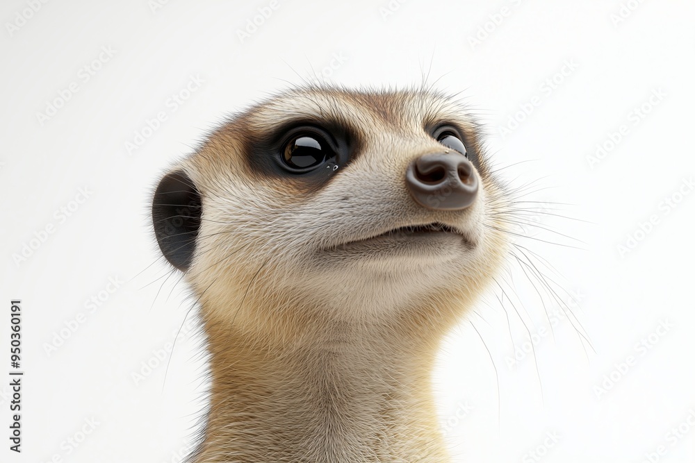 Wall mural a dynamic 3d of a meerkat in a close up view, displaying its curious and watchful nature. the meerka