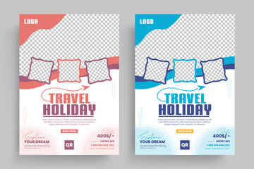 Travel Flyer or Poster Template design layout, Travel agency flyer vector posters for business.	