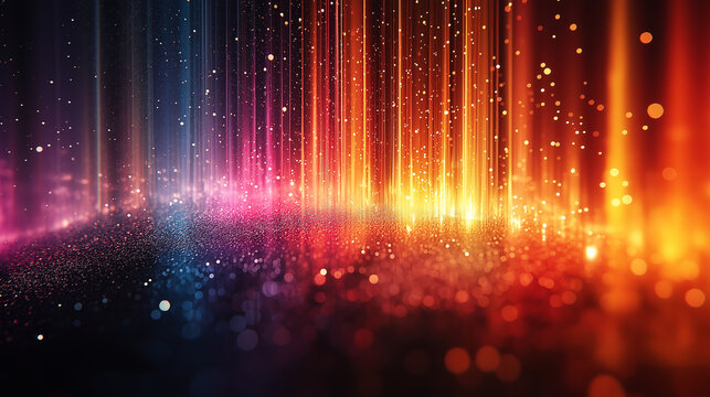 Futuristischer Hintergrund in leuchtenden Regenbogenfarben. Flie&szlig;ende Formen und dynamische Farb&uuml;berg&auml;nge. Abstrakte, hochmoderne &Auml;sthetik. Ideal f&uuml;r Tech-Designs und kreative Projekte