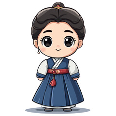 vector character in south korean clothes .Generative AI