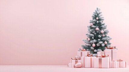Pink Christmas Tree with Gifts