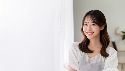 Naklejka premium 可愛くてセクシーな若いアジア人女性のポートレート。（Portrait of a cute and sexy young Asian woman.） 