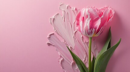 Obraz premium Pink Tulip on a Pink Background