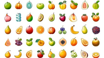 A Colorful Collection of Cartoon Fruits