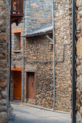 Fototapeta premium Houses and streets in Cerler old Pirineos town, Huesca (Spain) 