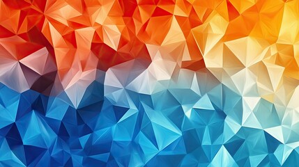 Obraz premium Abstract geometric background with vibrant triangles and polygons in shades of blue and orange