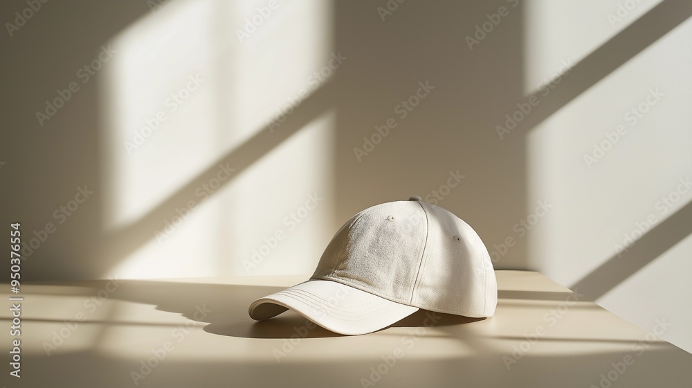 Poster white cap on a neutral table