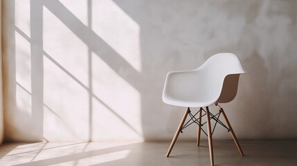 white chair placed against a neutral wall