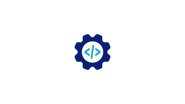 animated Programming Coding Icon - Setting gear Icon
