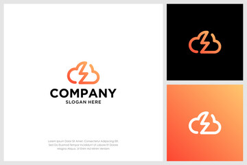 flash cloud logo design vector