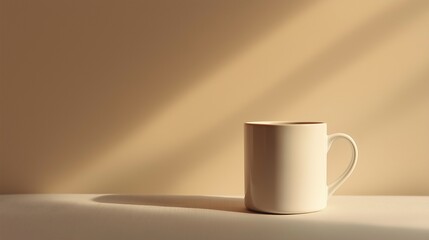 white coffee mug placed against a neutral background