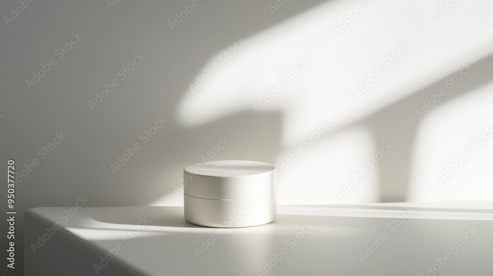 Wall mural white cosmetic jar on a clean surface