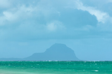 Le Morne mountain view from the Indian ocean, Mauritius island, Africa