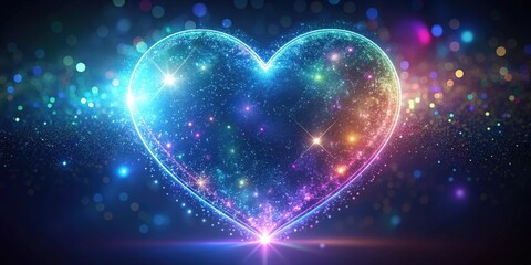 Holo gradient blurred heart shape with glow glitter Stars, holographic, gradient, heart, shape, glow, glitter