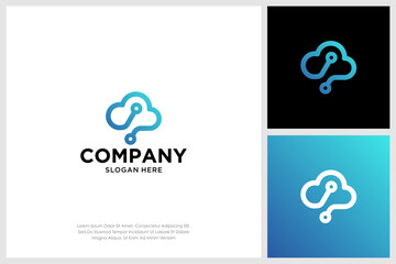 cloud circuit tech logo design