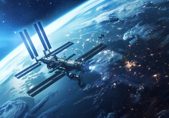 International Space Station Orbiting Earth