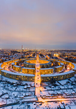 Leipzig in winter from the air