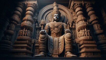 Ancient stone sculpture of apsara dancing, intricate detail, Wat Angkor Wat, Cambodia, religious architecture, Asia