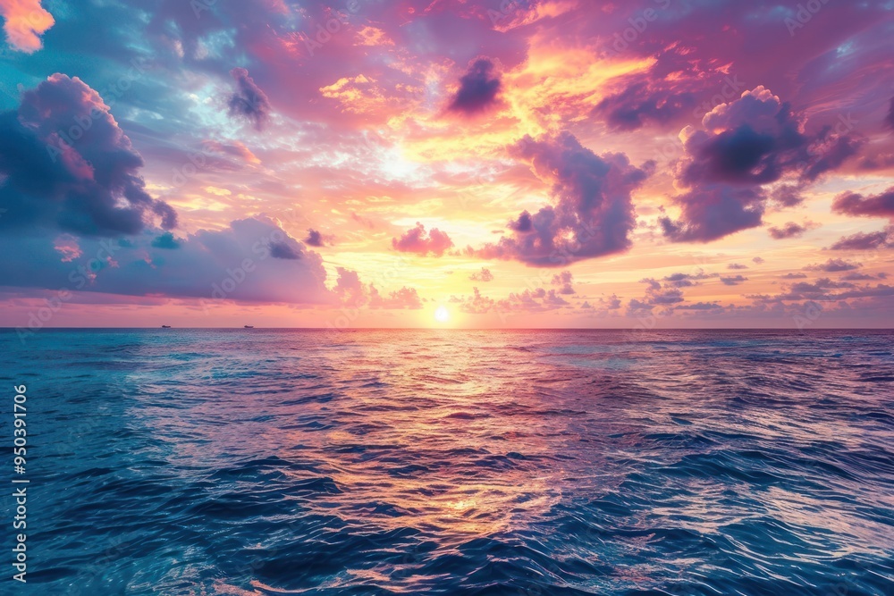 Wall mural Ocean Sunset with Dramatic Clouds