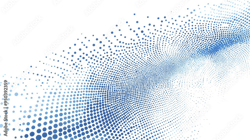 Wall mural abstract halftone pattern vector design in light blue dots, with blue dots in circular shapes, perfe