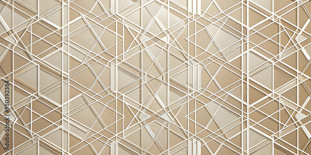 Poster golden geometric harmony: an intricate pattern of intersecting lines and shapes creates a mesmerizin