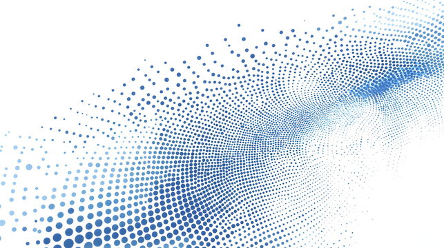 Abstract halftone pattern vector design in light blue dots, with blue dots in circular shapes, perfect for wallpaper or digital art 