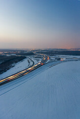 Motorway near Leipzig in Germany at blue hour