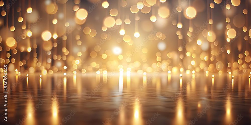 Canvas Prints golden sparkle stage: a captivating backdrop of shimmering gold bokeh, casting a radiant glow on a r
