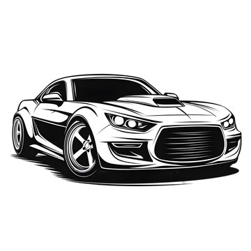 recommend clip art: A white sports car with a black background, with a focus on the front of the vehicle, showing the headlights and grill.