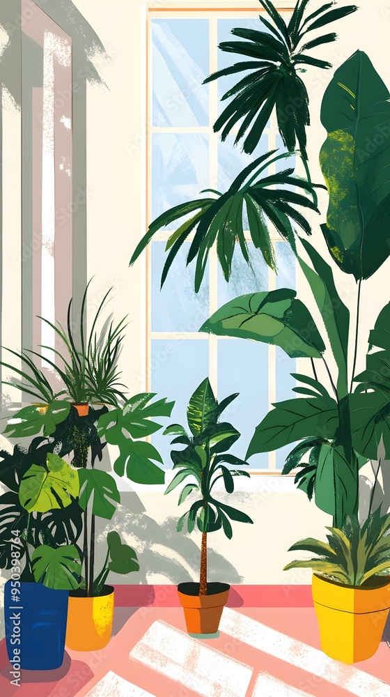 Canvas Prints green plants in a room with a window