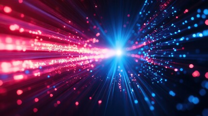 Obraz premium Vibrant abstract glowing blue and red light streaks background. Perfect for technology, innovation, and futuristic themes.