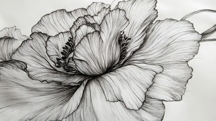 Fototapeta premium A Detailed Hand-Drawn Sketch of a Blooming Flower