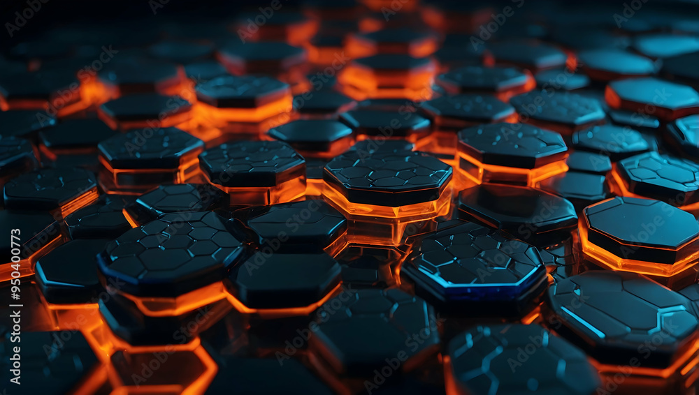 Poster abstract hexagon pattern: a close-up macro shot reveals a mesmerizing pattern of hexagonal shapes, b