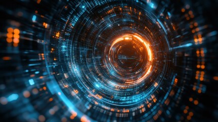 Obraz premium Abstract Glowing Circle Digital Art - Futuristic Technology Design