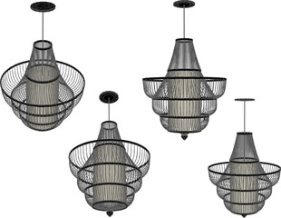 Vector silhouette illustration sketch of classic traditional vintage ethnic decorative chandelier design