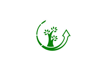 Green tree and arrow logo design. Represents growth, sustainability, and eco-friendly concepts. Perfect for environmental, organic, and health-related businesses.