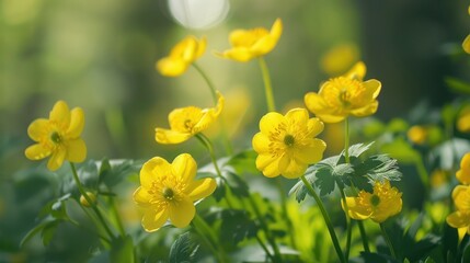 Fototapeta premium Yellow Flowers in a Spring Meadow