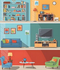 Modern Living Room Interior Design with Furniture and Decor